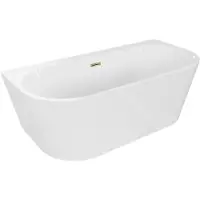 Mexen Oval+ vasca da bagno freestanding a parete 170 x 80 cm, bianca, troppopieno dorato - 52681708000-50