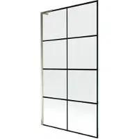 Mexen Next L parete divisoria da bagno a 1 anta 100 x 150 cm, griglia nera, oro - 895-100-000-03-77-50