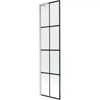 Mexen Next L paratia per vasca da bagno a 1 anta 50 x 150 cm, motivo a griglia nera, nichel spazzolato - 895-050-000-03-77-97