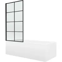 Mexen Cubik vasca rettangolare 150 x 70 cm con rivestimento e schermo 1 a battente 80 cm, motivo nero - 550315070X9308017077