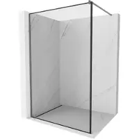 Mexen Kioto parete doccia Walk-in 90 x 200 cm, cornice nera 8 mm, grigio canna di fucile spazzolato - 800-090-101-66-70