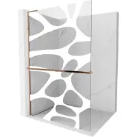 Mexen Kioto+ L parete doccia con ripiano Walk-in 70 x 200 cm, onda bianca, oro rosa - 800-070-123-60-97