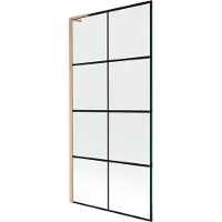 Mexen Next L paratia vasca da bagno a 1 anta 90 x 150 cm, griglia nera, rame spazzolato - 895-090-000-03-77-65