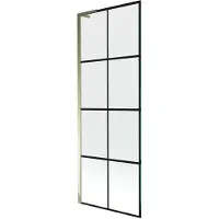 Mexen Next L paravento per vasca da bagno ad un'anta 70 x 150 cm, griglia nera, dorato - 895-070-000-03-77-50