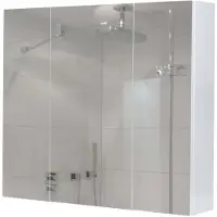 Mendler Mobile a specchio MCW-B19b, pensile per bagno, 6 ripiani MVG lucido 70x80x16cm ~ bianco