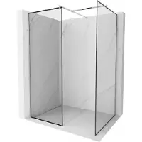 Mexen Kioto parete doccia Walk-in 90 x 80 cm, cornice nera, cromo - 800-090-202-01-70-080