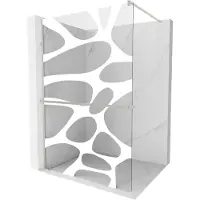 Mexen Kioto+ Pannello doccia con ripiano Walk-in 130 x 200 cm, onda bianca, nichel spazzolato - 800-130-121-97-97