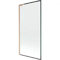 Mexen Next L paratia per vasca da bagno a 1 anta 90 x 150 cm, cornice nera, rame spazzolato - 895-090-000-03-70-65