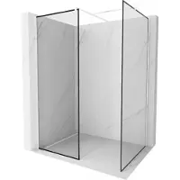 Mexen Kioto parete doccia walk-in 160 x 100 cm, cornice nera, bianca - 800-160-202-20-70-100