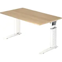 Bümö Scrivania Serie U - Struttura: bianco, finitura: rovere, dimensioni: 140 x 80 cm
