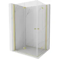 Mexen Mist-F Duo cabina doccia pieghevole sinistra 100 x 75 cm, trasparente, oro spazzolato - 8A6-100L-075P-55-00