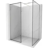 Mexen Kioto parete doccia Walk-in 120 x 100 cm, cornice nera, nichel spazzolato - 800-120-202-97-70-100