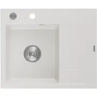 Mexen Ben lavello in granito 1-vasca con scolapiatti, sinistro 600 x 500 mm, bianco, sifone cromato - 6522605000-20