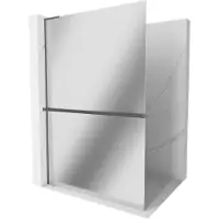 Mexen Kioto+ L parete doccia con mensola Walk-in 80 x 200 cm, specchio, grigio canna di fucile spazzolato - 800-080-123-66-50
