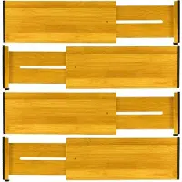 Markenlos Organizer regolabile per il bagagliaio in bambù, 43-56 cm, naturale