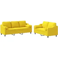 Syfax set divano 2 pezzi con cuscini Tessuto giallo chiaro