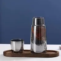 OEM Set da comodino con bottiglia da vino e tappo per camera da letto e bagno, 25 oz/750 ml, grigio