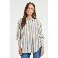 DIDI Oversized Shirt Lisan Taupe Offwhite Stripe Taglia: 42 | Maglie a manica lunga Outlet | Donna | Nero