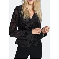 French Connection Idina Burnout L/s Collar Top Black/black Taglia: XS | Maglie a manica lunga Outlet | Donna | Nero