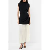 French Connection Zion Pleated Skirt Dress Black/porcelain Crea Taglia: 14 | Maxi abiti Outlet | Donna | Nero