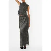 French Connection Tamy Lurex Plisse Slvlss Top Black Gold Taglia: XL | Magliette intime Outlet | Donna | Nero