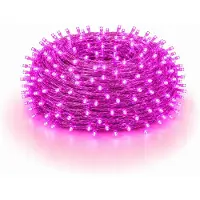Rosikey 20M 200LEDs 8 Modes Fairy Lights Power LED Christmas Fairy Lights Cavo trasparente Camera Decorazione Luce Festa Giardino Albero di Natale Illuminazione, Rosa
