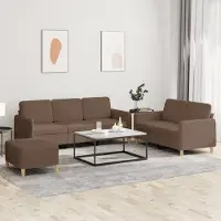 Prolenta Maison Exclusive - Set divano 3 pezzi con cuscini in tessuto marrone