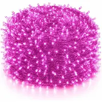 Rosikey 100M 1000LEDs 8 Modes Fairy Lights Power LED Christmas Fairy Lights Cavo trasparente Camera Decorazione Luce Party Garden Christmas Tree Illuminazione, Rosa