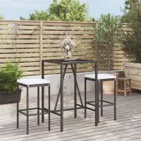 Prolenta Maison Exclusive - Set da bar da giardino 3 pezzi con cuscini in polyrattan nero