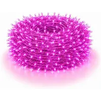 Rosikey 30M 300LEDs 8 Modes Fairy Lights Power LED Christmas Fairy Lights Cavo trasparente Camera Decorazione Luce Festa Giardino Albero di Natale Illuminazione, Rosa