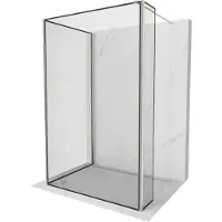 Mexen Kioto parete doccia Walk-in 140 x 70 x 40 cm, cornice nera, nichel spazzolato - 800-140-070-221-97-70-040