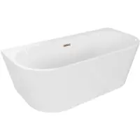 Mexen Oval+ vasca da bagno indipendente a muro 170 x 80 cm, bianca, troppo pieno oro rosa - 52681708000-60