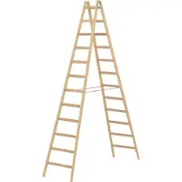 Hymer Scala a pioli in legno , accessibile da entrambi i lati, 2x12 pioli, altezza verticale 3,30 m, altezza massima 4,75 m, peso 25,0 kg