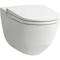 Laufen Cleanet Riva : WC douche mural, sans rebord de chasse, avec siège de WC et couvercle, télécommande incluse, H8206917570001, H8206917570001