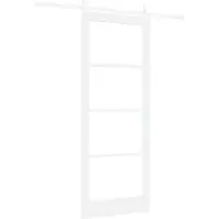 vidaXL Porta scorrevole, 83 x 211 cm, legno massello di pino e vetro, colore bianco