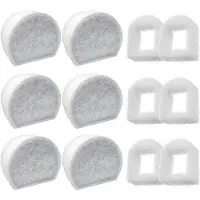 OEM Set di ricambio per filtri per vasche per cani, confezione da 12 pezzi, comprensivo di 6 filtri a carbone attivo e 6 prefiltri in schiuma, adatto a diverse vasche per cani e fontane.