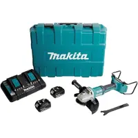 Makita DGA 900 PMKX2 Smerigliatrice a batteria 36V (2x18V) 230mm + 2x Batterie 4,0 Ah + Caricatore doppio + Dado Ezynut + Valigetta