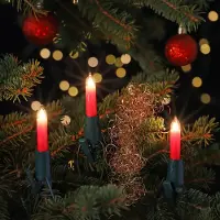 CLGarden NARVA catena di luci a candela bianco caldo 20 candele albero di Natale rosso luci interne