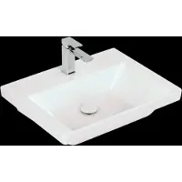 Villeroy & Boch Vasque Subway 3.0, 1 trou pour robinetterie, sans trop-plein, compatible avec robinetterie 3 trous, partie inférieure polie, 600x470mm, 4A706LR1, 4A706LR1