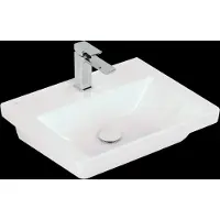Villeroy & Boch Vasque Subway 3.0, 1 trou pour robinetterie, sans trop-plein, compatible avec robinetterie 3 trous, partie inférieure polie, 550x440mm, 4A70F5R1, 4A70F5R1