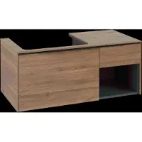Villeroy & Boch Subway 3.0 armoire sous lavabo, 2 tiroirs, lavabo à gauche, élément d'étagère en bas à droite, 1001x422,5x516mm, C57201RH, C57201RH