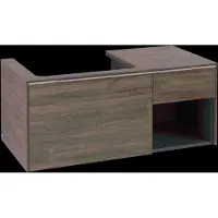 Villeroy & Boch Subway 3.0 armoire sous lavabo, éclairage LED, 2 tiroirs, lavabo à gauche, élément d'étagère en bas à droite, 1001x422,5x516mm, C572L0VH, C572L0VH