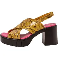 Art per donna. 1199013XT003_024 Sandali in pelle gialla Eivissa 1990 (38), 8 a 10cm, Velcro, Casual, Giallo