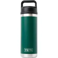 Yeti Rambler Bottle 18oz Chug Cap, Black Forest Green, borraccia thermos con beccuccio, 532 ml