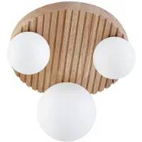 LINDBY Plafoniera Mori, Ø 34 cm, G9, naturale/bianco, legno/vetro
