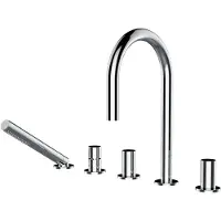 Laufen Kartell Combinaison de remplissage de baignoire 5 trous, sans plaque de montage, saillie 173 mm, chromé, H3223350042821, H3223350042821