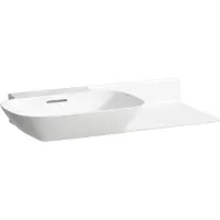 Laufen INO lavabo, sans trou pour robinetterie, avec trop-plein, tablette céramique à droite, 900x450mm, H8133024001091, H8133024001091