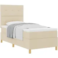 vidaXL Letto a molle inscatolate con testiera crema 90 x 200 cm in tessuto