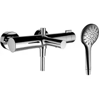 Laufen TwinPlus Mitigeur de bain, apparent, thermostat, 2 consommateurs, inverseur, douchette/flexible de douche inclus, HF905461100600, HF905461100600