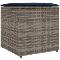 vidaXL Scatola per cuscini con contenitore grigio 50 x 50 x 50 cm in poly rattan